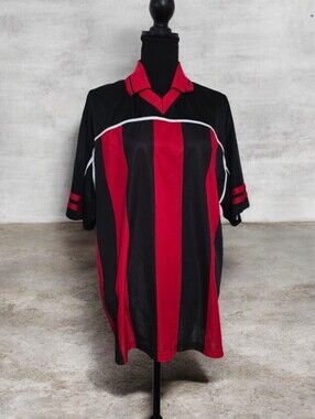 #1812 Jordan Craig Black and Red Vertical-Stripe Soccer Jersey